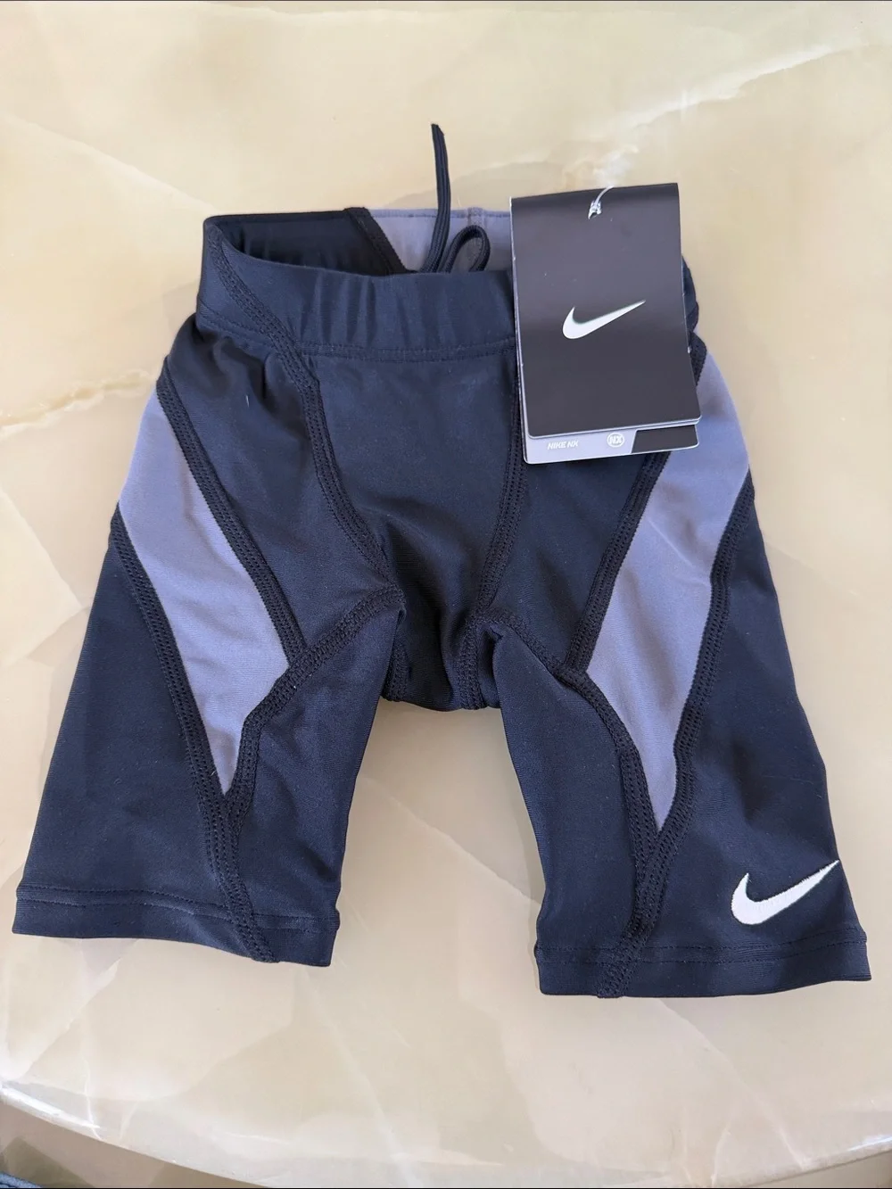 Nike NX Boys Jammer Swim Shorts Black Grey Colorblock Size 20 NWT
